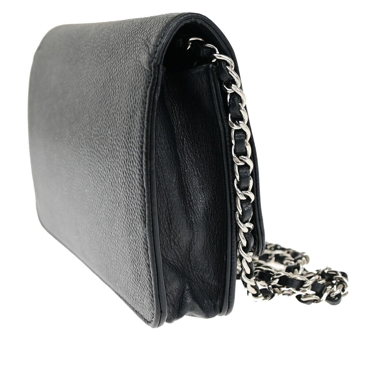 CHANEL CC Logo GST Chain Shoulder Bag Wallet Caviar Skin Leather BK SHW 367RF145