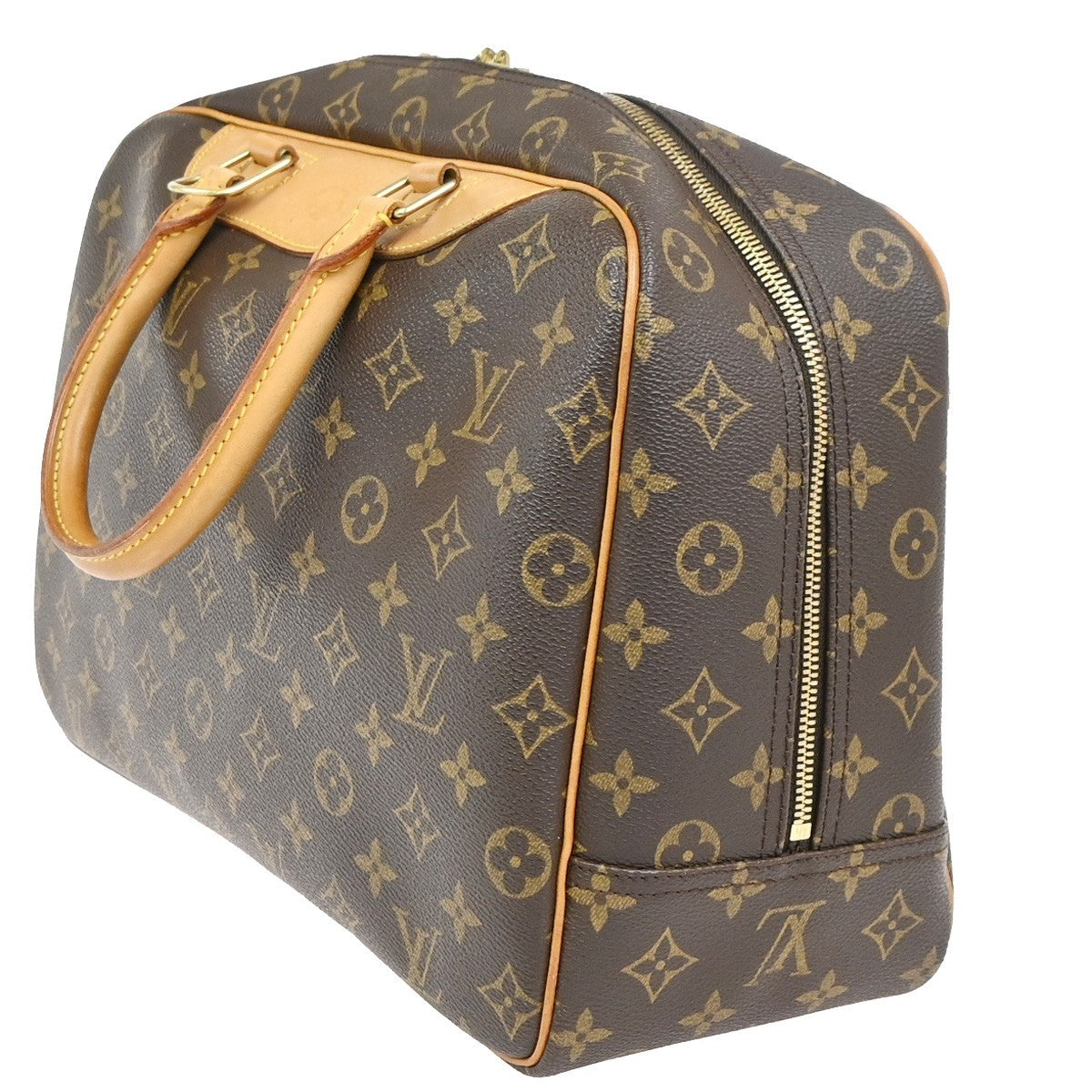 LOUIS VUITTON LV Logo Deauville Hand Bag Monogram Leather Brown M47270 12YH901