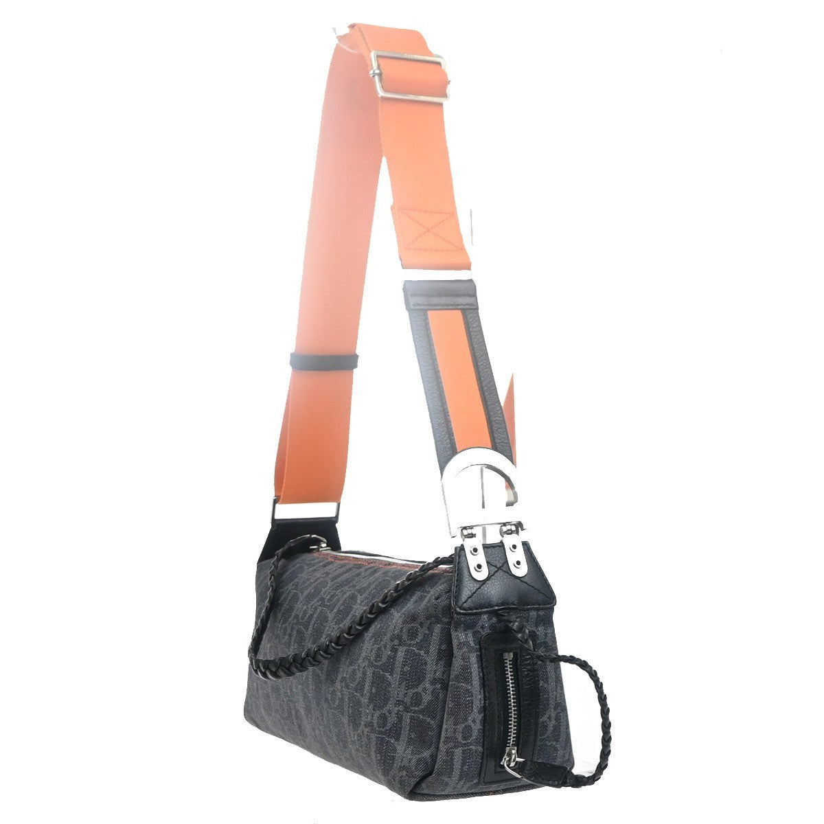 CHRISTIAN DIOR Trotter Flight Line Shoulder Bag Denim Canvas Leather BE 41RL890