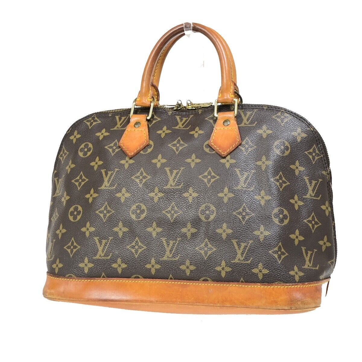 LOUIS VUITTON LV Logo Alma Hand Bag Monogram Leather Brown U.S.A. M51130 39EB645