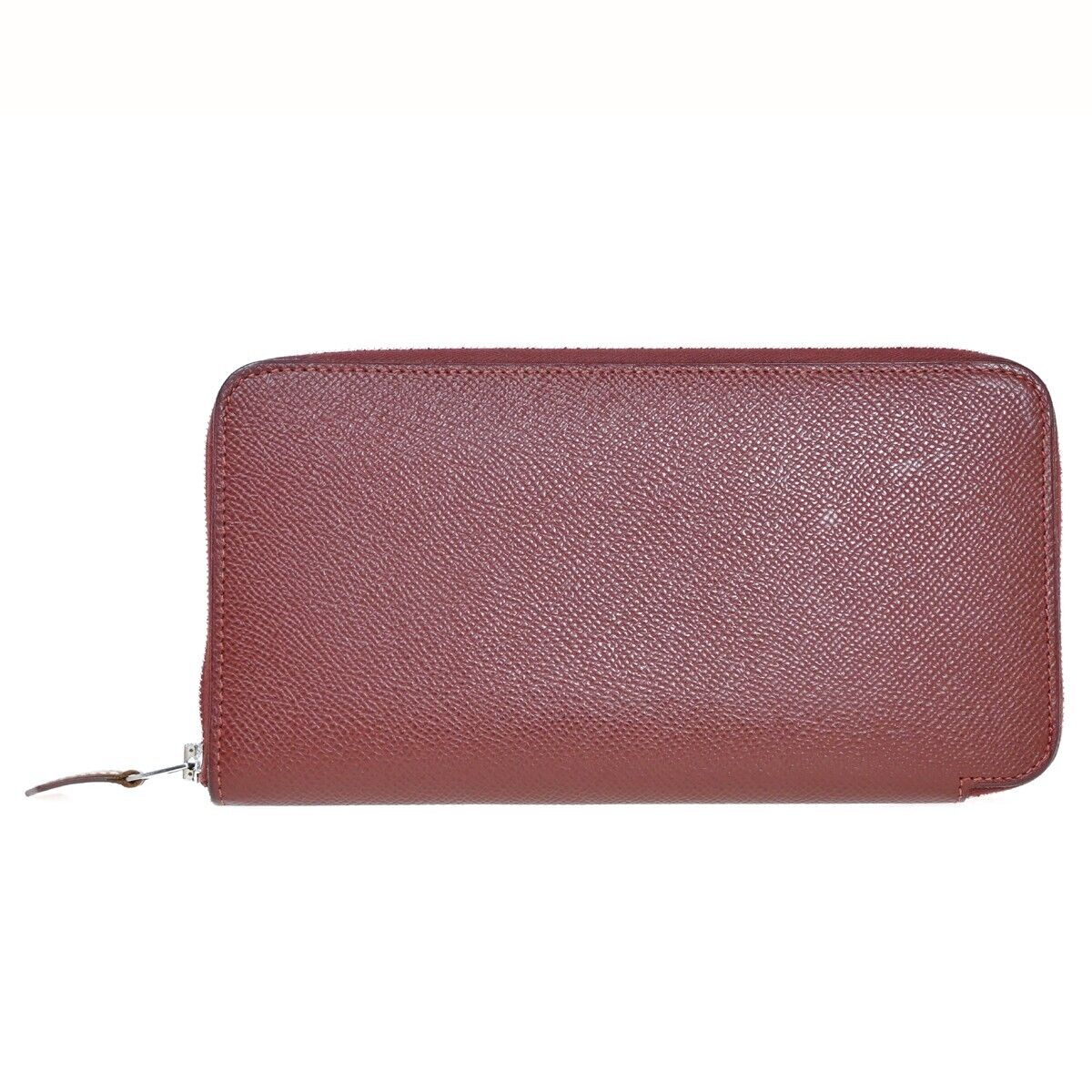 HERMES Azap Silk In Long Zipper Bifold Wallet Purse Veau Epsom Red 72HB250