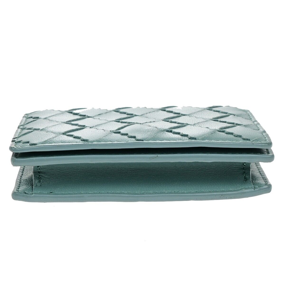 BOTTEGA VENETA Logo Intrecciato Bifold Wallet Purse Leather Blue Italy 67RL011