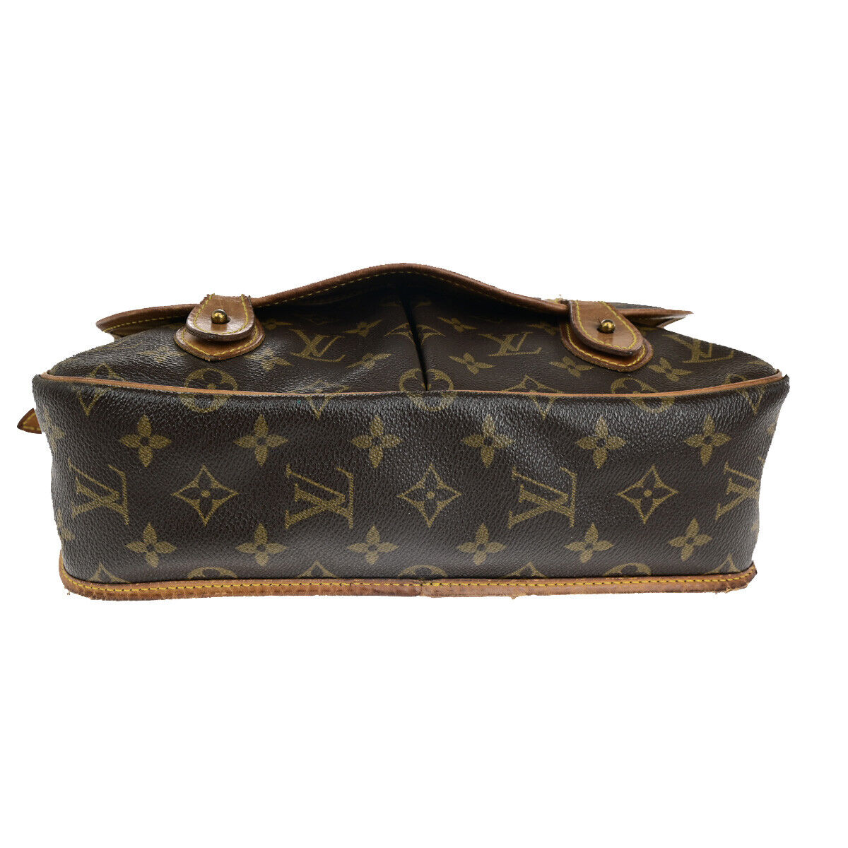 LOUIS VUITTON Gibeciere MM Shoulder Bag Monogram Leather Brown M42247 36YF451