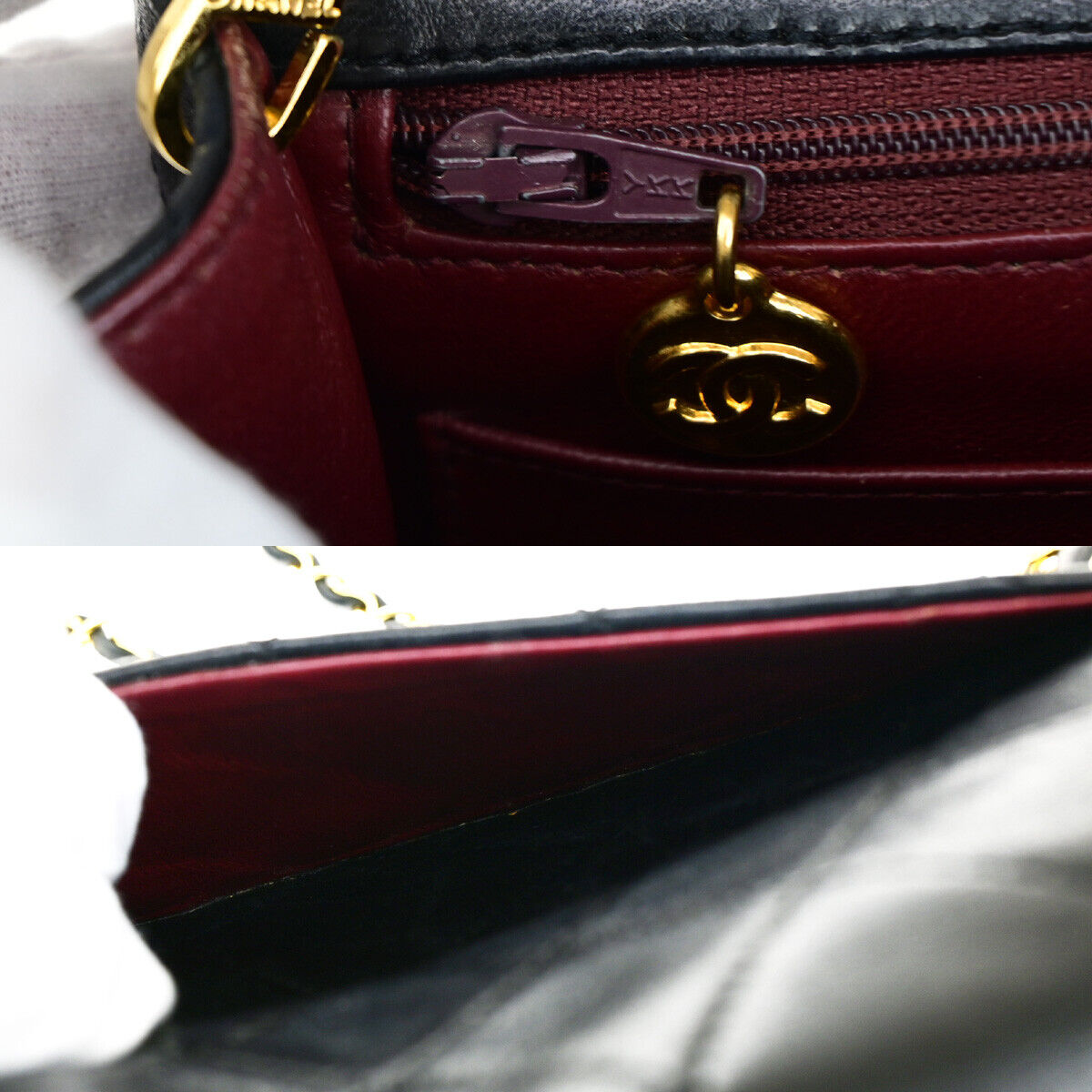 CHANEL CC Mini Matelasse Chain Shoulder Bag Leather GHW Black Vintage 359RJ892