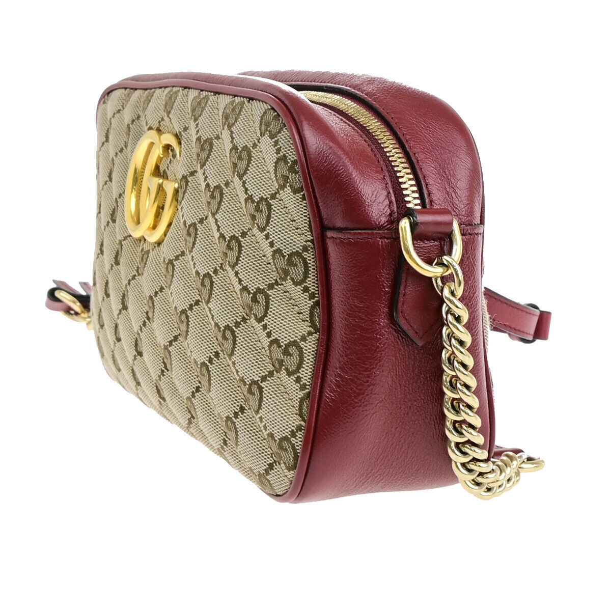 GUCCI Logo Marmont GG Pattern Chain Shoulder Bag Canvas Leather BN RD 600RJ991