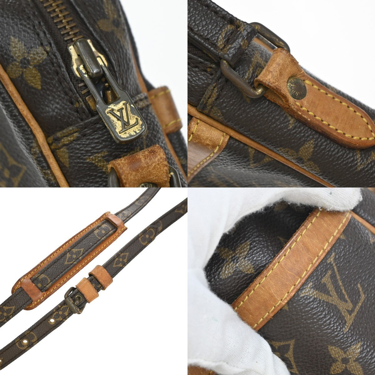 LOUIS VUITTON Danube Shoulder Bag Monogram Leather Brown France M45266 31KP356
