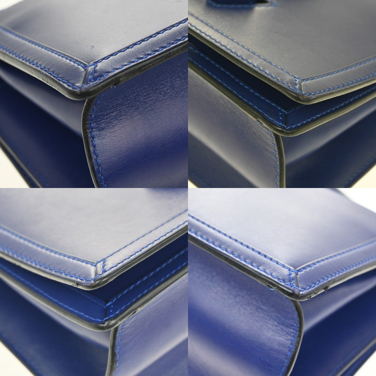 LOEWE Logo Barcelona Mini Shoulder Hand Bag Leather Blue GHW Spain 76KP582