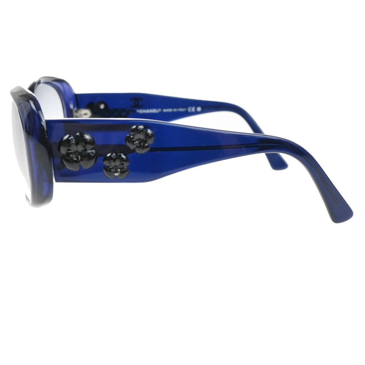 CHANEL CC Logo Camellia Sunglasses Eye Wear Plastic Blue 5113 Italy 60RL750