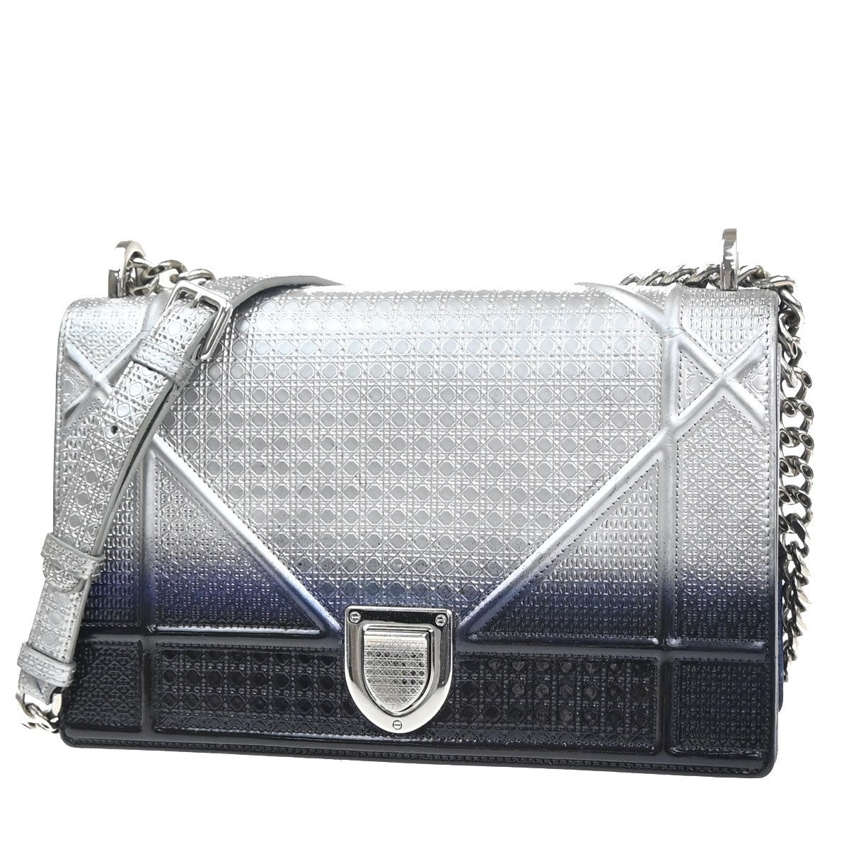 CHRISTIAN DIOR Ombre Diorama Archicannage Chain Shoulder Bag Leather 50RL945