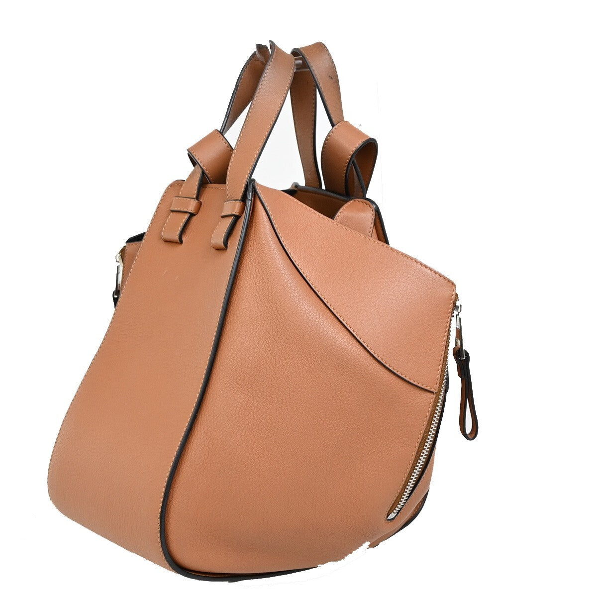 LOEWE Logo Hammock Small 2Way Shoulder Hand Bag Leather Brown GHW Spain 683RF278