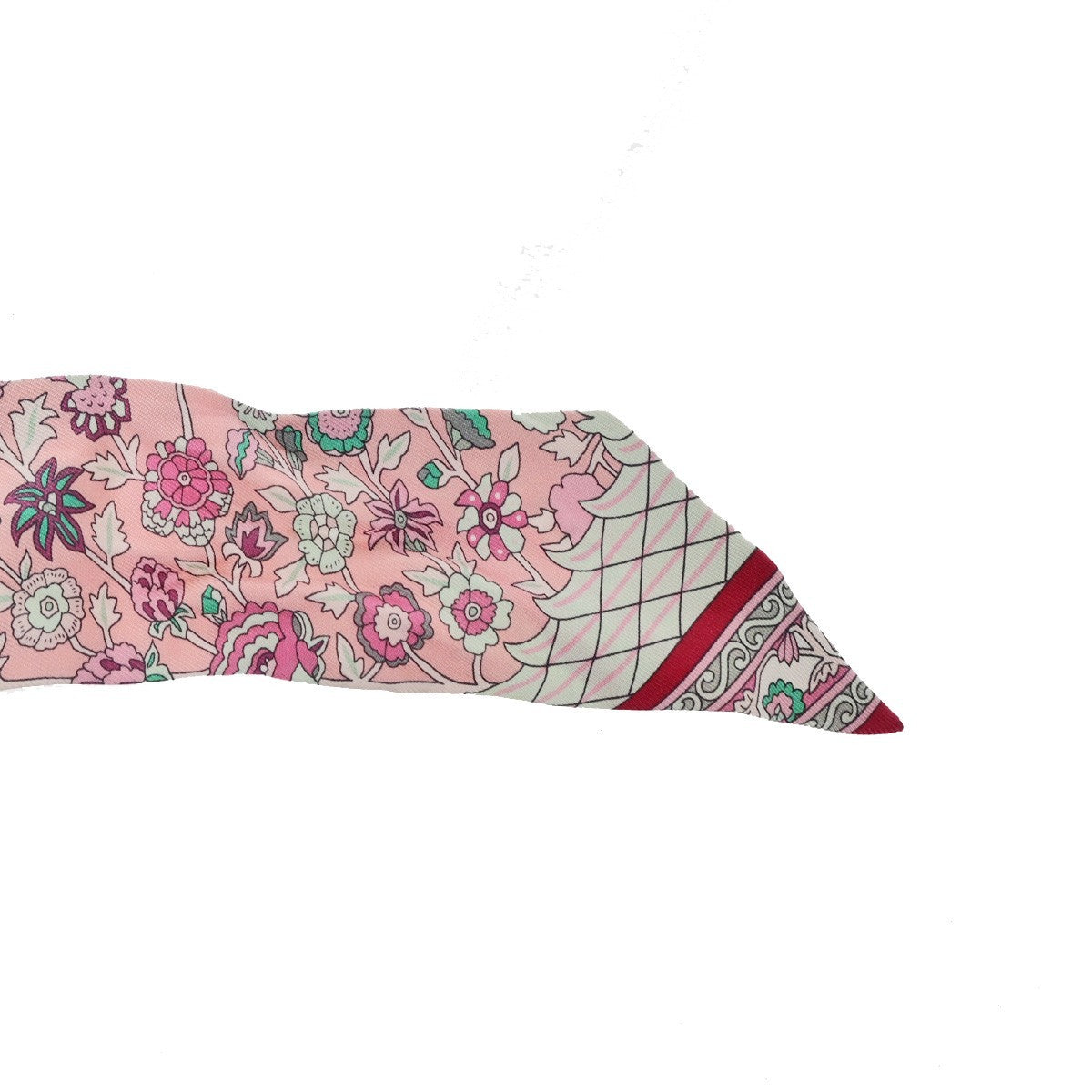 HERMES Twilly Scarf " Tapis Persans " 100% Silk Pink France 63RQ092