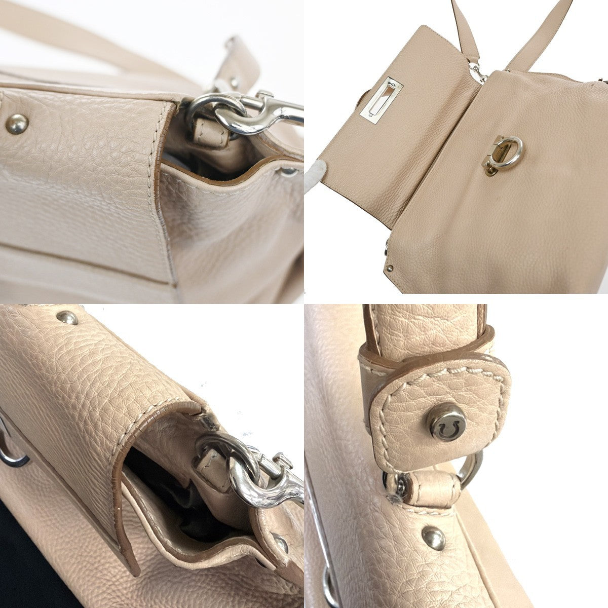 SALVATORE FERRAGAMO Logo Sofia Gancini 2Way Shoulder Hand Bag Leather BE 30YH886