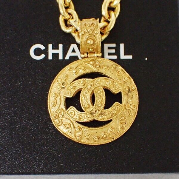 CHANEL CC Logo Chain Long Pendant Necklace 94A Gold Accessory Vinatge 633RJ029