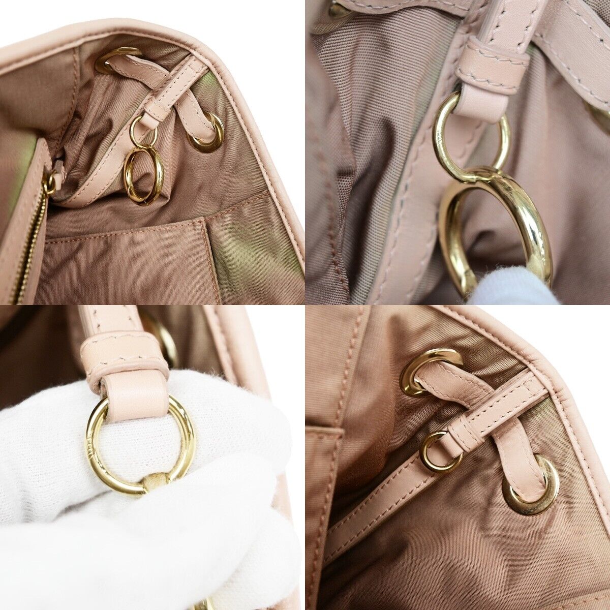 CHRISTIAN DIOR Panarea Cannage Shoulder Bag Coating Canvas Leather Pink 88YH016