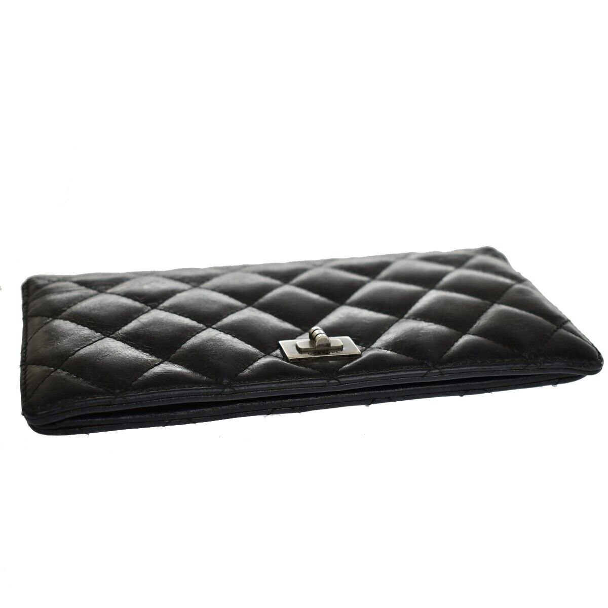 CHANEL CC Logo Matelasse Bifold Long Wallet Purse Leather Black France 60SH438