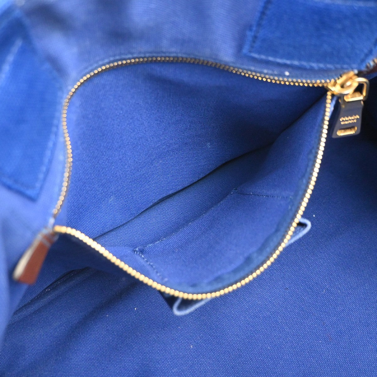 PRADA Logo CANAPA Shoulder Hand Tote Bag Canvas Leather Blue GHW 36KC773