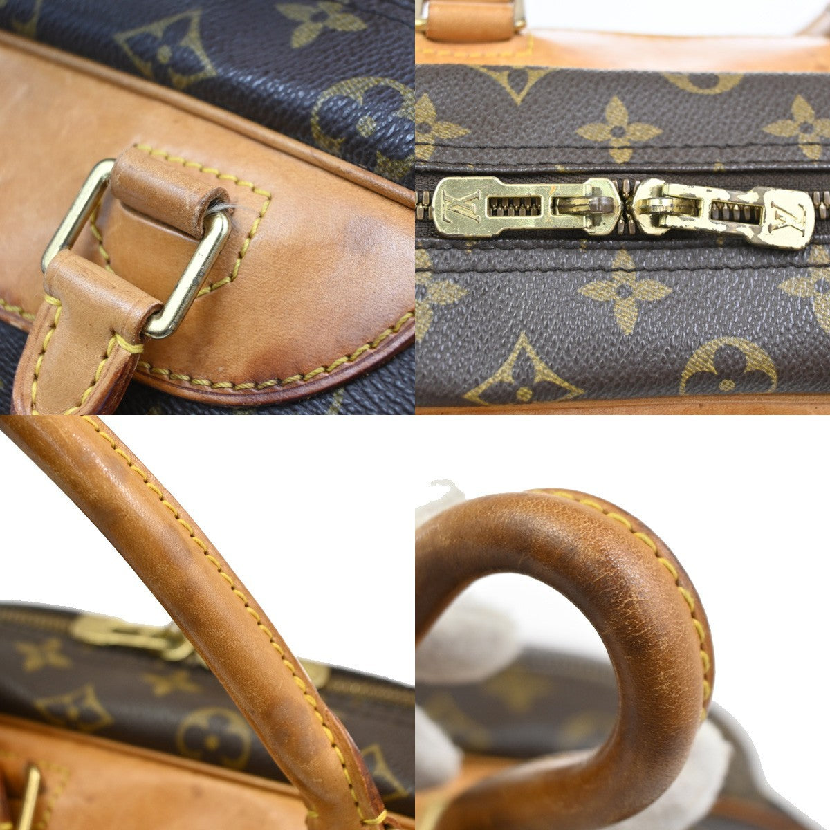 LOUIS VUITTON LV Logo Deauville Hand Bag Monogram Leather Brown M47270 34DA157