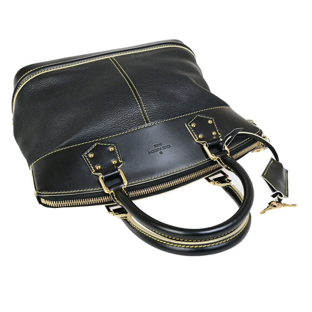 LOUIS VUITTON LV Logo Lockit PM Hand Bag Suhali Leather Black GHW M91888 48KA405