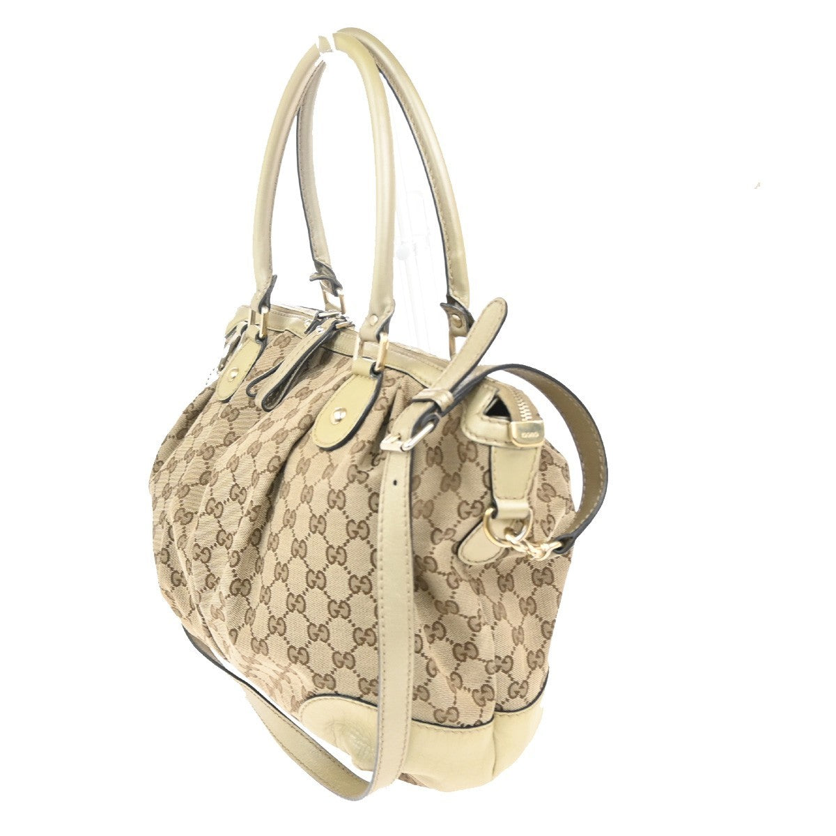 GUCCI GG Pattern Sukey 2Way Shoulder Hand Bag Canvas Leather Brown Gold 85CA725