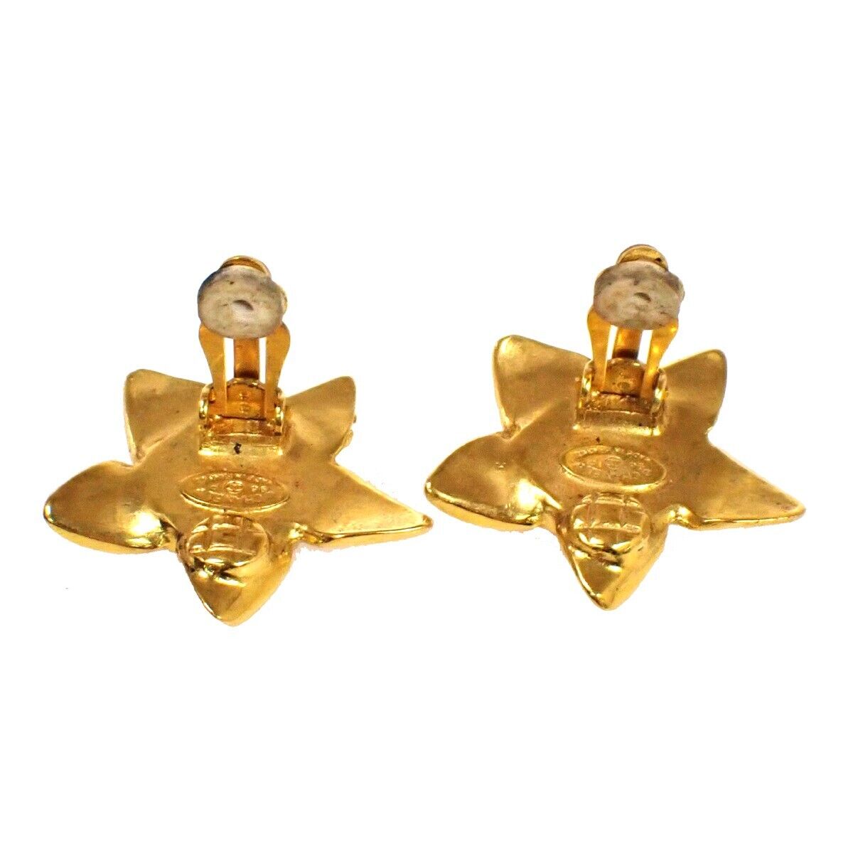 CHANEL CC Star Earrings 96P Clip-On Imitation Pearl GHW France Vintage 80RH409