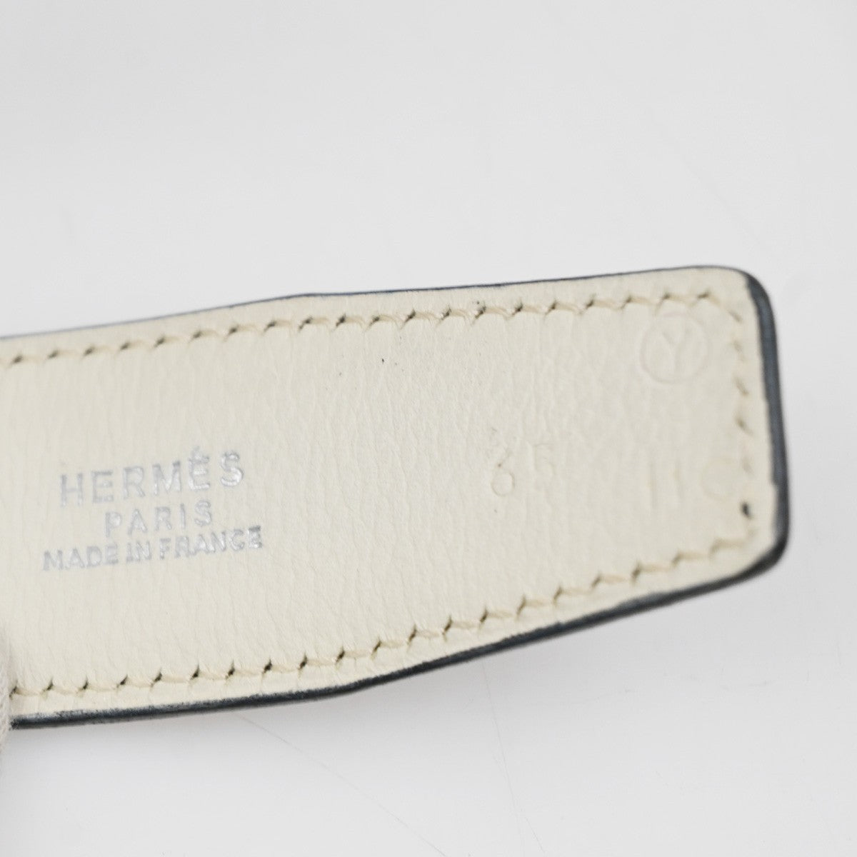 HERMES H Logo Constance Reversible Buckle Belt Leather #65 Blue White 70RL780