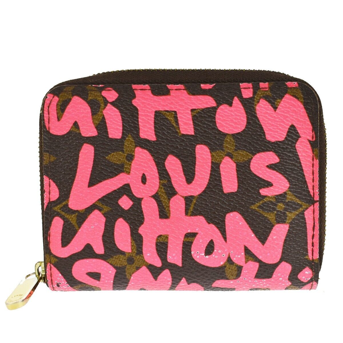 LOUIS VUITTON Zippy Coin Purse Monogram Graffiti Leather Brown FA M93707 85RC268