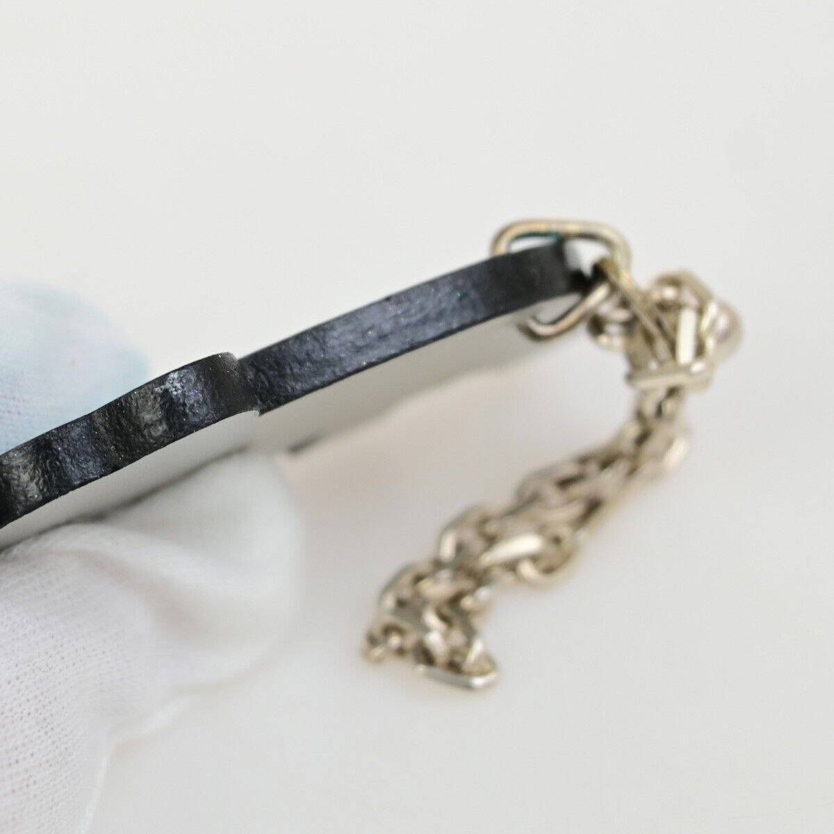 HERMES Logo Elephant Bag Charm Key Holder Chain Plastic Blue SHW 67KA524