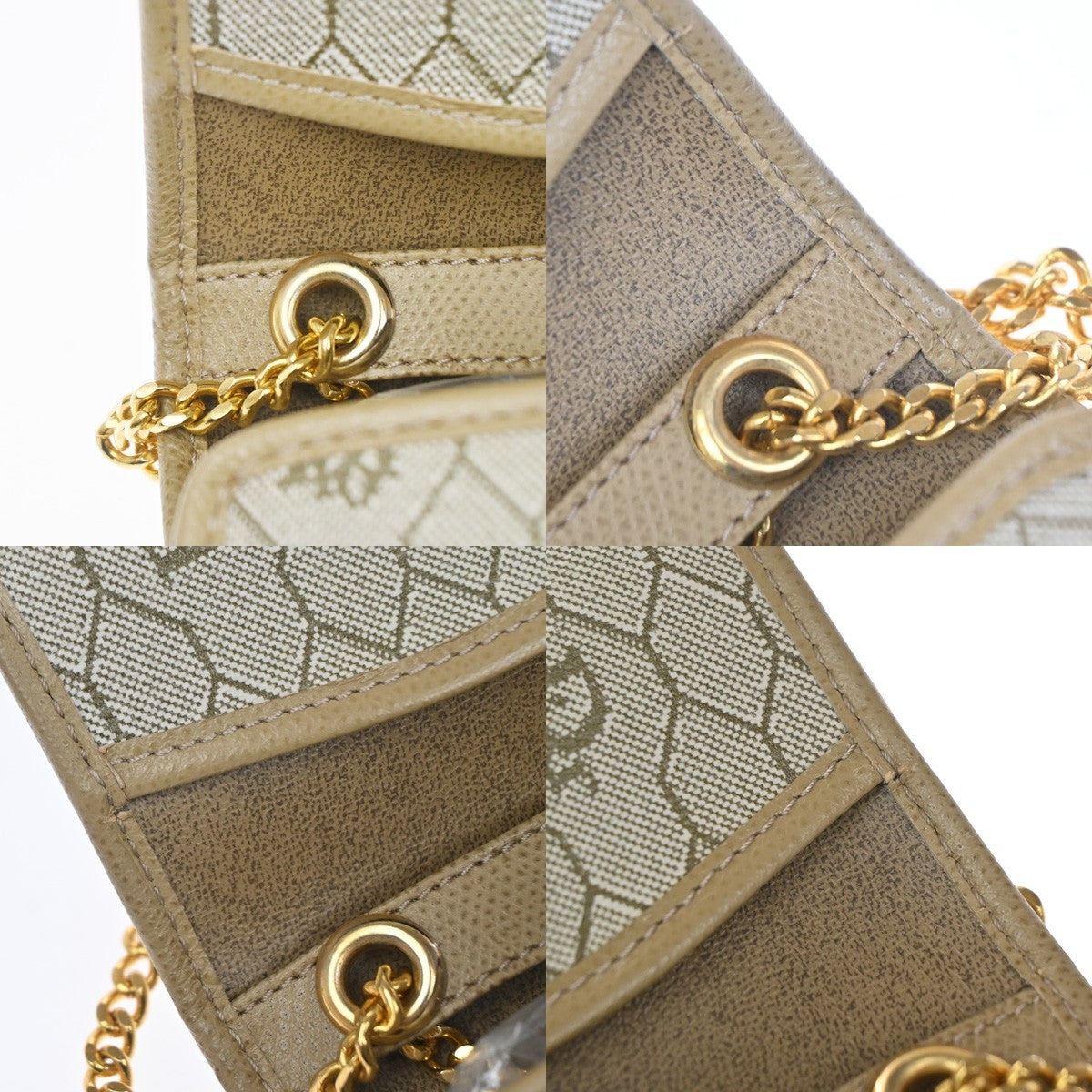 CHRISTIAN DIOR CD Logo Flap Chain Shoulder Hand Bag Leather Beige France 63MA475