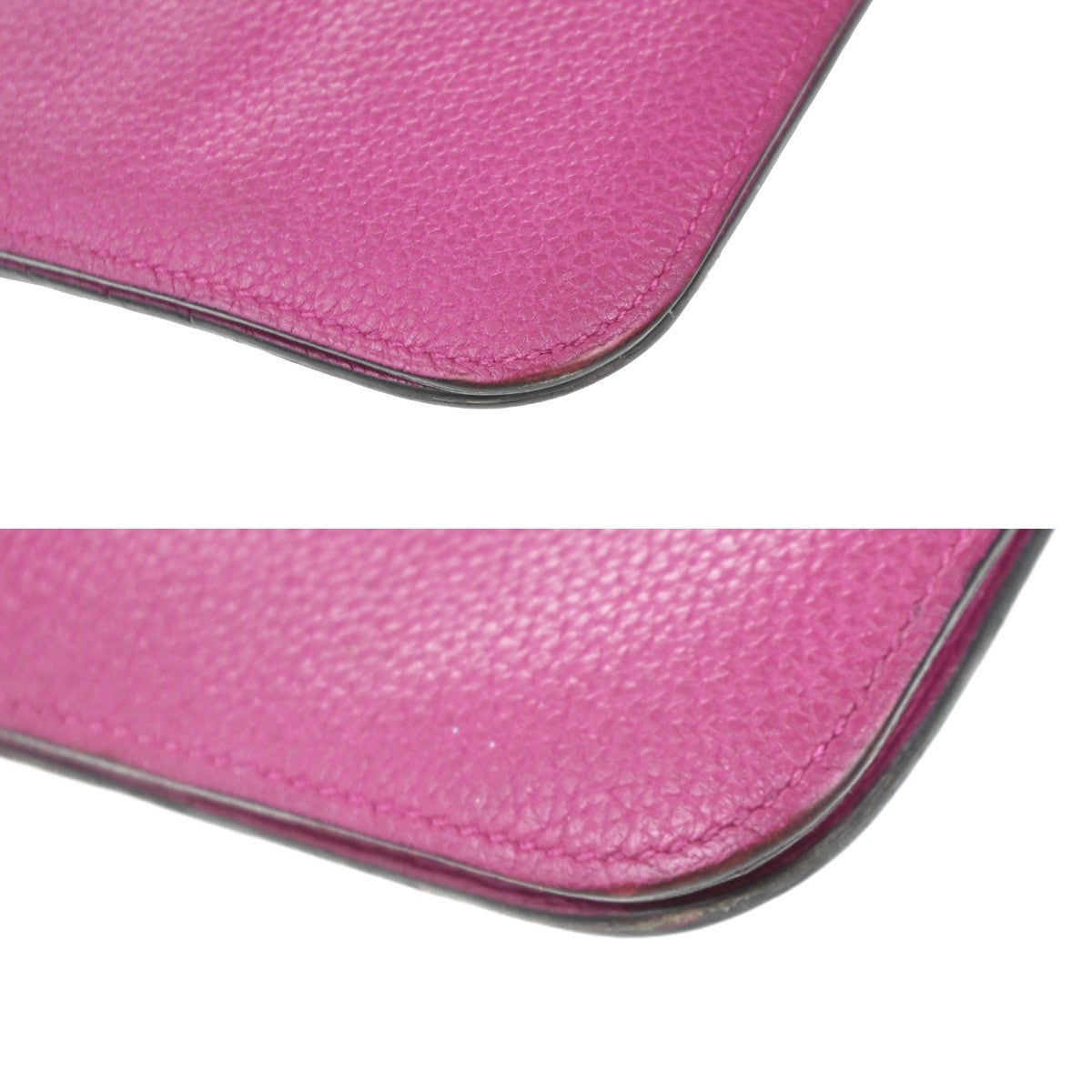 HERMES Logos Dogon GM Long Bifold Wallet Togo Leather Pink SHW 35RP163