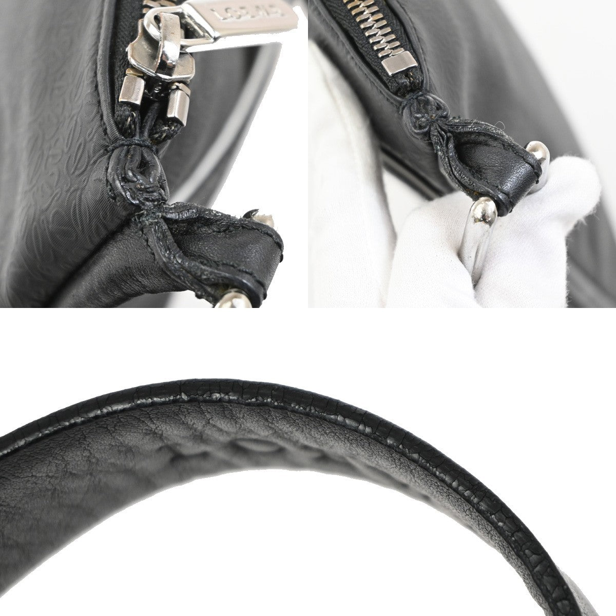 LOEWE Logo Repeat Anagram Shoulder Bag PVC Leather Black SHW Spain 32MA691