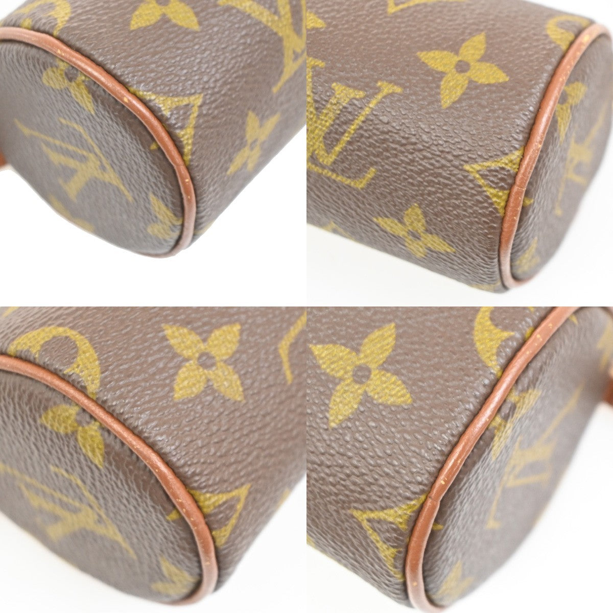 LOUIS VUITTON Logo Papillon Pouch Bag Monogram Leather Brown GHW 62MA487