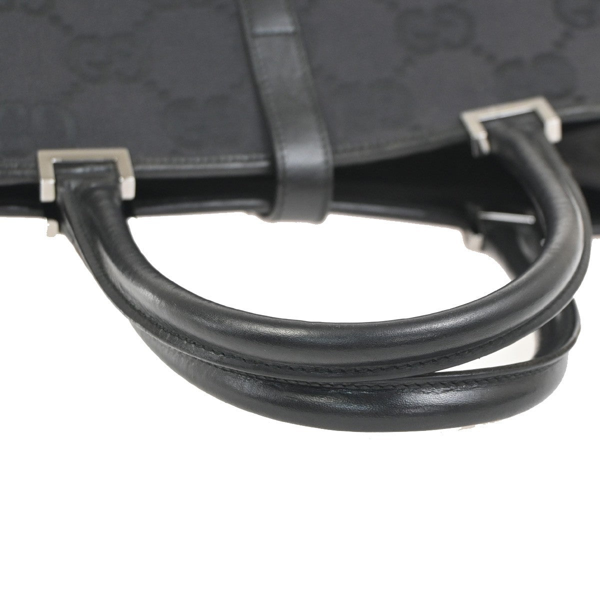 GUCCI GG Pattern Jackie Tote Hand Bag Canvas Leather Black SHW Italy 67ZA373