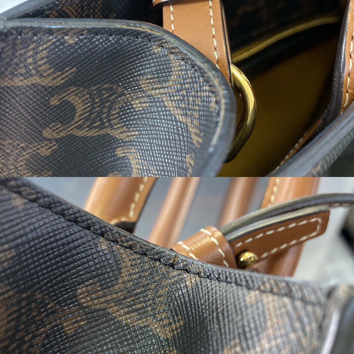 54.Live CELINE Vertical Cabas 2Way Tote Bag Triomphe Canvas Leather 662RK408