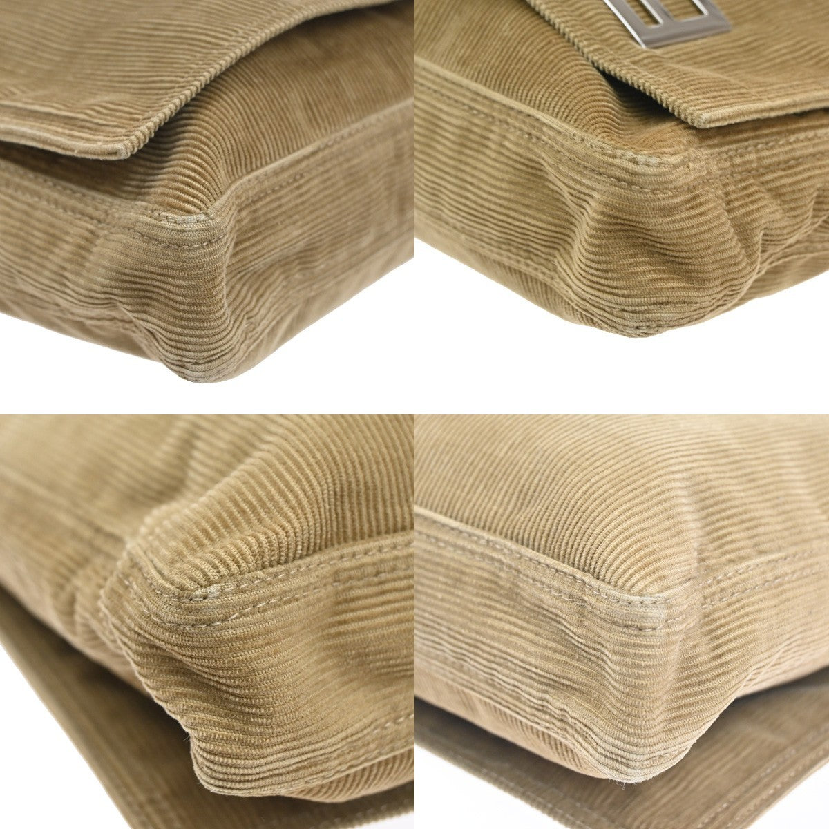 FENDI Mamma Baguette Shoulder Bag Corduroy Leather Brown BE SHW Italy 87CA870