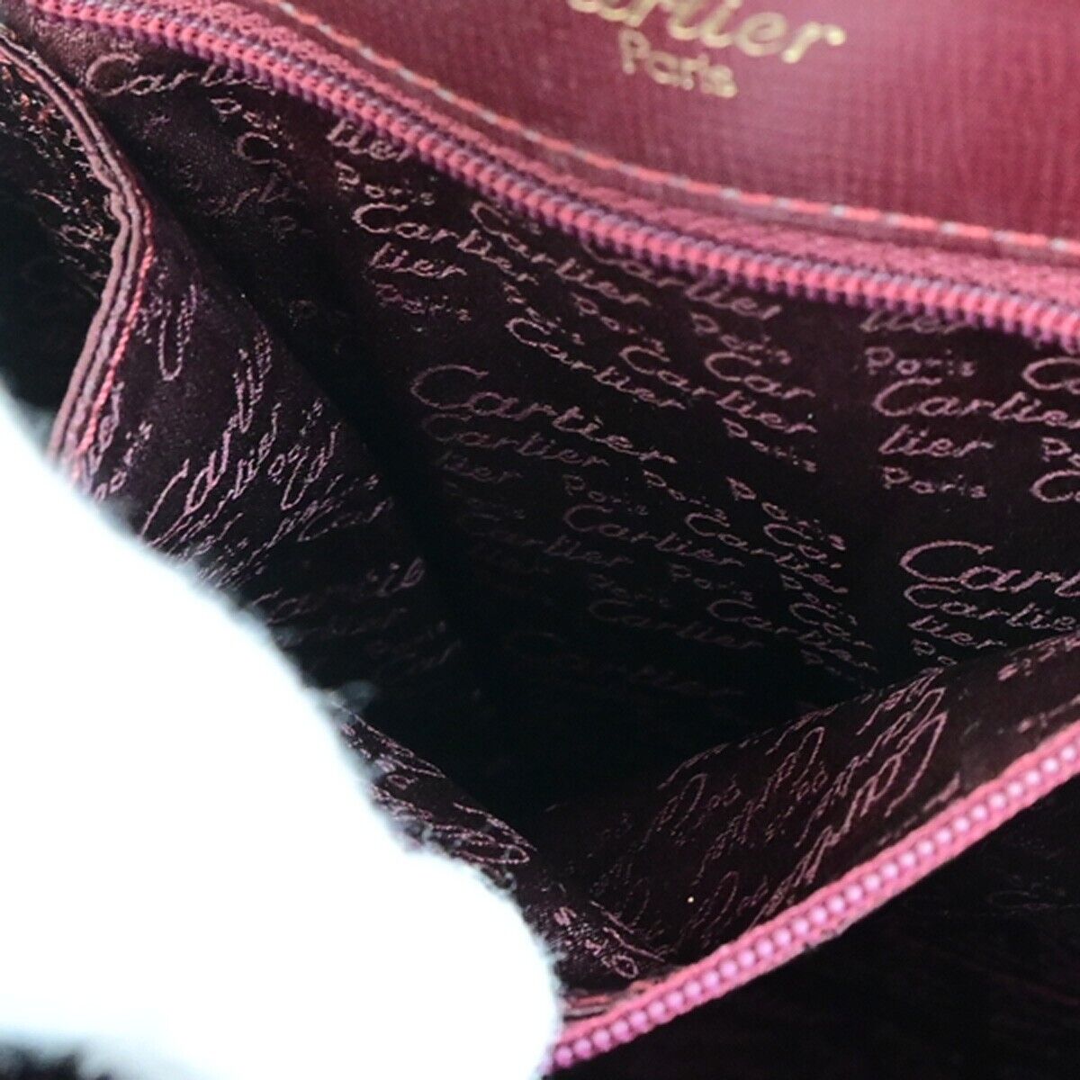 MUST DE CARTIER 2C Logo Back Pack  Leather Bordeaux Gold Made in France 35EA250