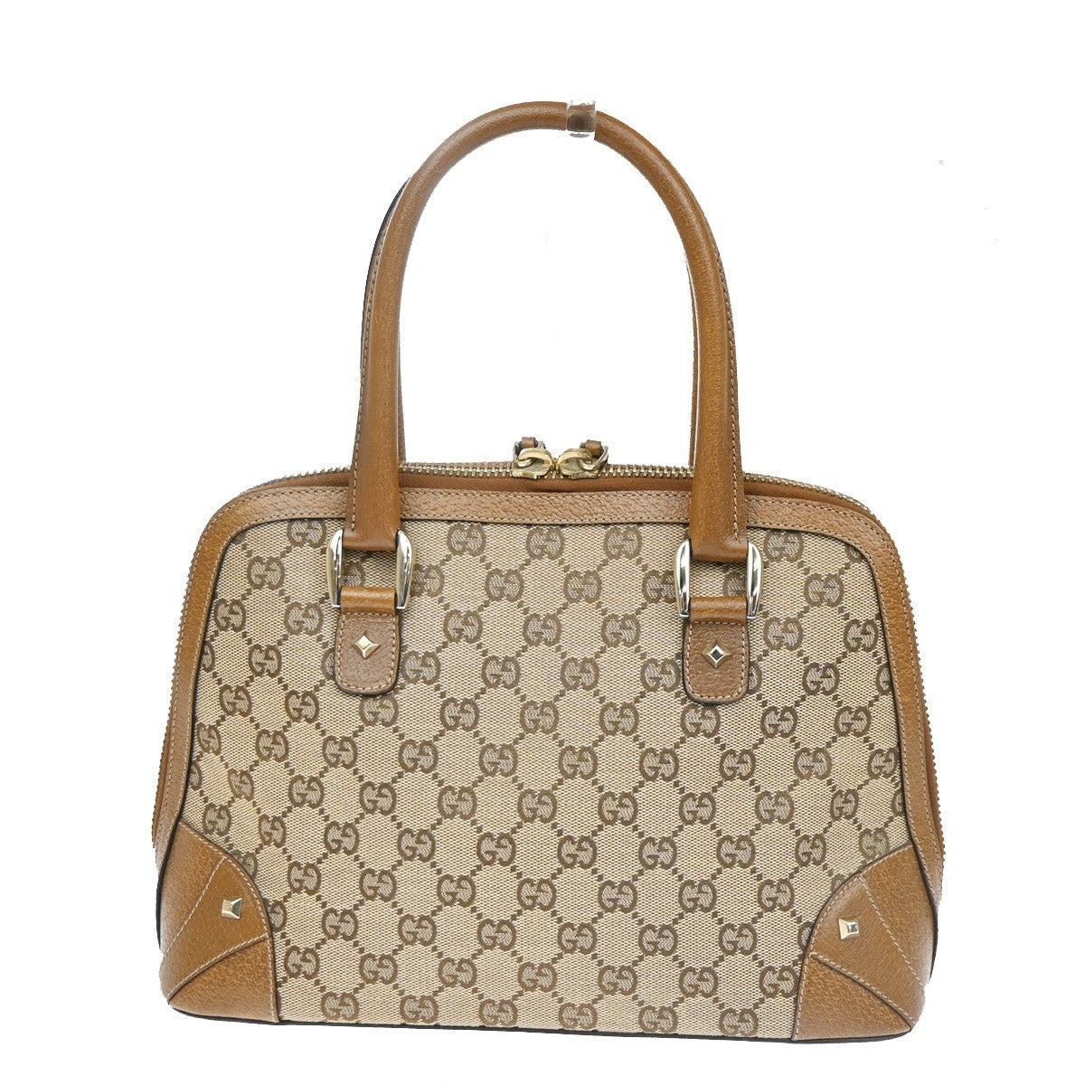 GUCCI GG Pattern Shoulder Handbag Bag Canvas Leather Brown SHW Italy 81CB057