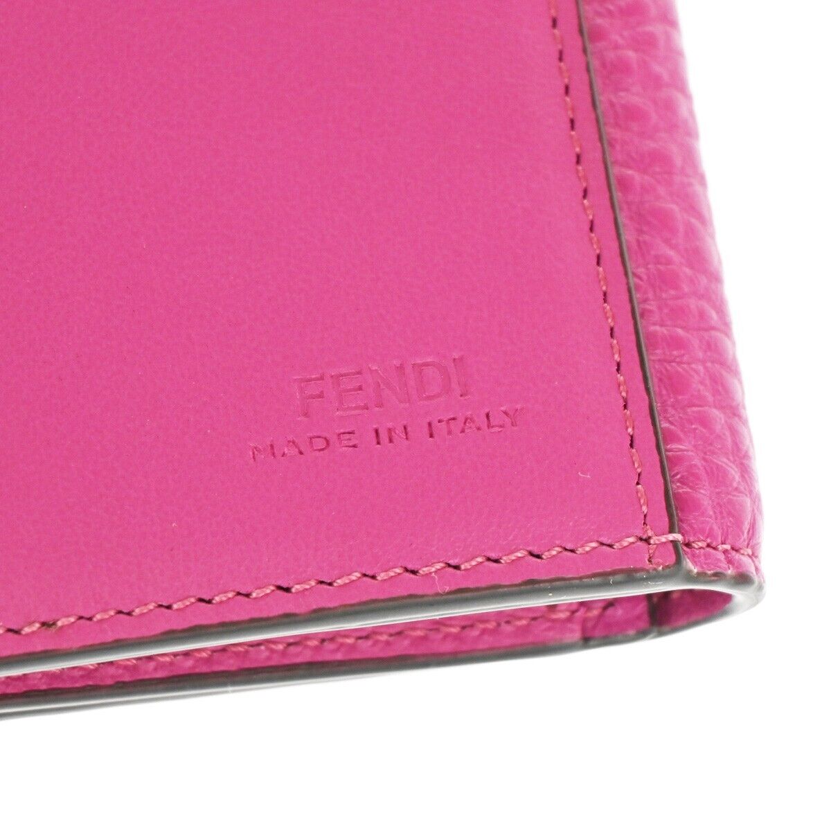 FENDI Logo Peekaboo Bifold Wallet Purse Leather Magenta SHW Italy 39RJ491
