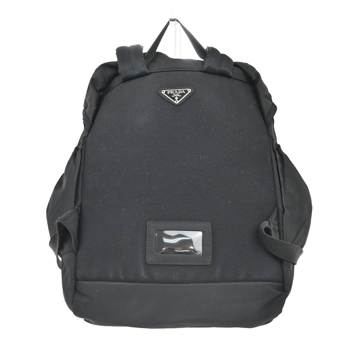 PRADA Logo Tessuto Drawstring Back Pack Bag Nylon Canvas Black SHW Italy 34MA458