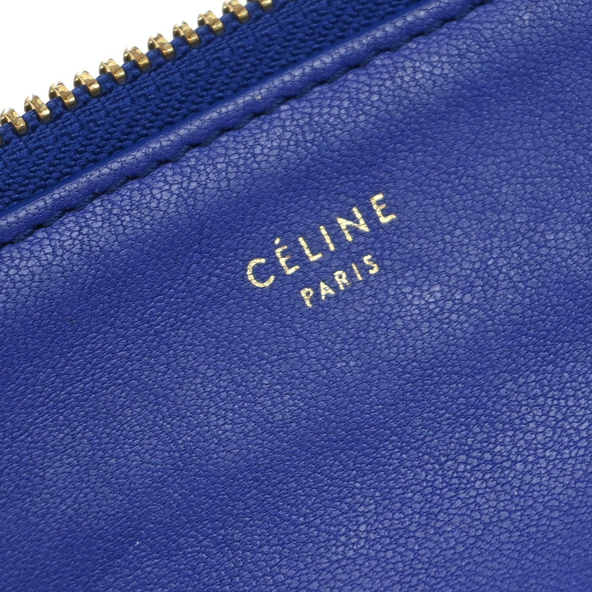 CELINE Logo Trio Crossbody Shoulder Bag Leather Blue Italy 88EG009