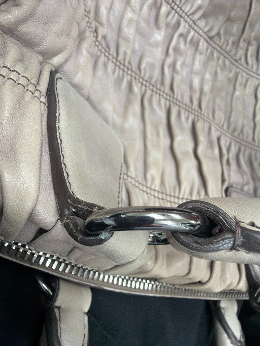 PRADA Logo Gaufre 2Way Shouler Hand Bag Leather Gray SHW Italy 35YJ258