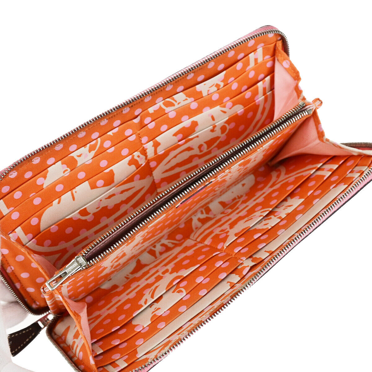 HERMES Azap Classique Long Zipper Wallet Silk In Epsom Rose Azaalee SHW 35YG473