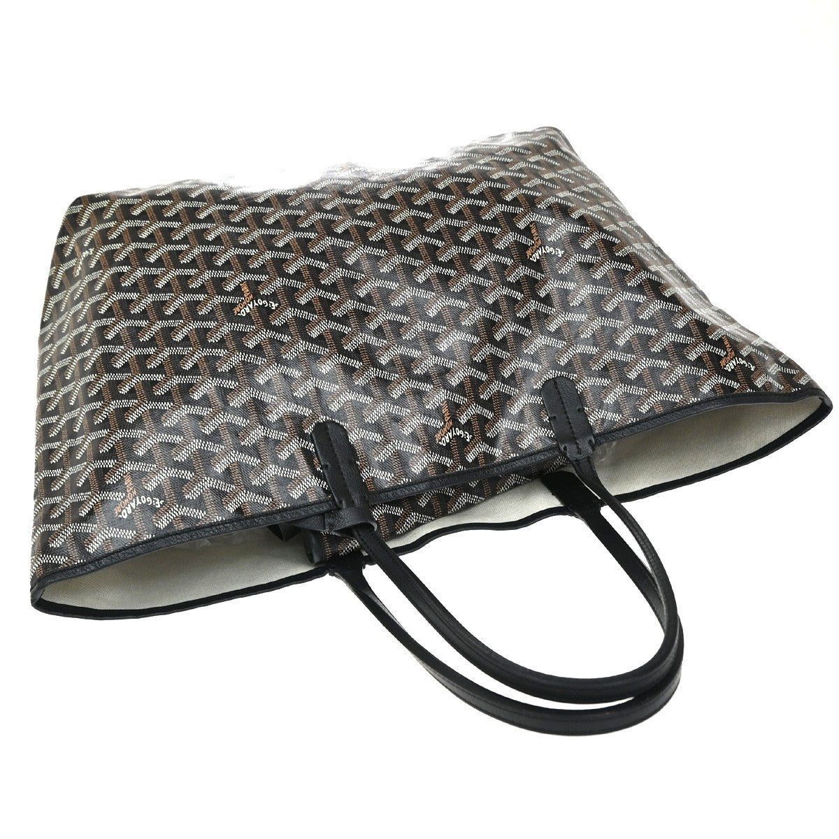 GOYARD Saint Louis PM Shoulder Tote Bag Coating Canvas Leather Black 332RF940