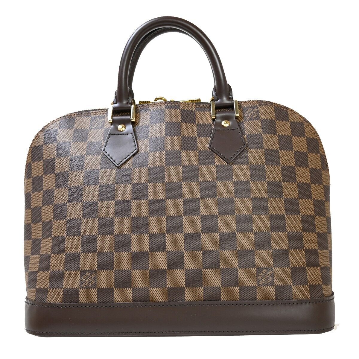LOUIS VUITTON LV Logo Alma Hand Bag Damier Ebene Leather Brown N51131 667RJ743
