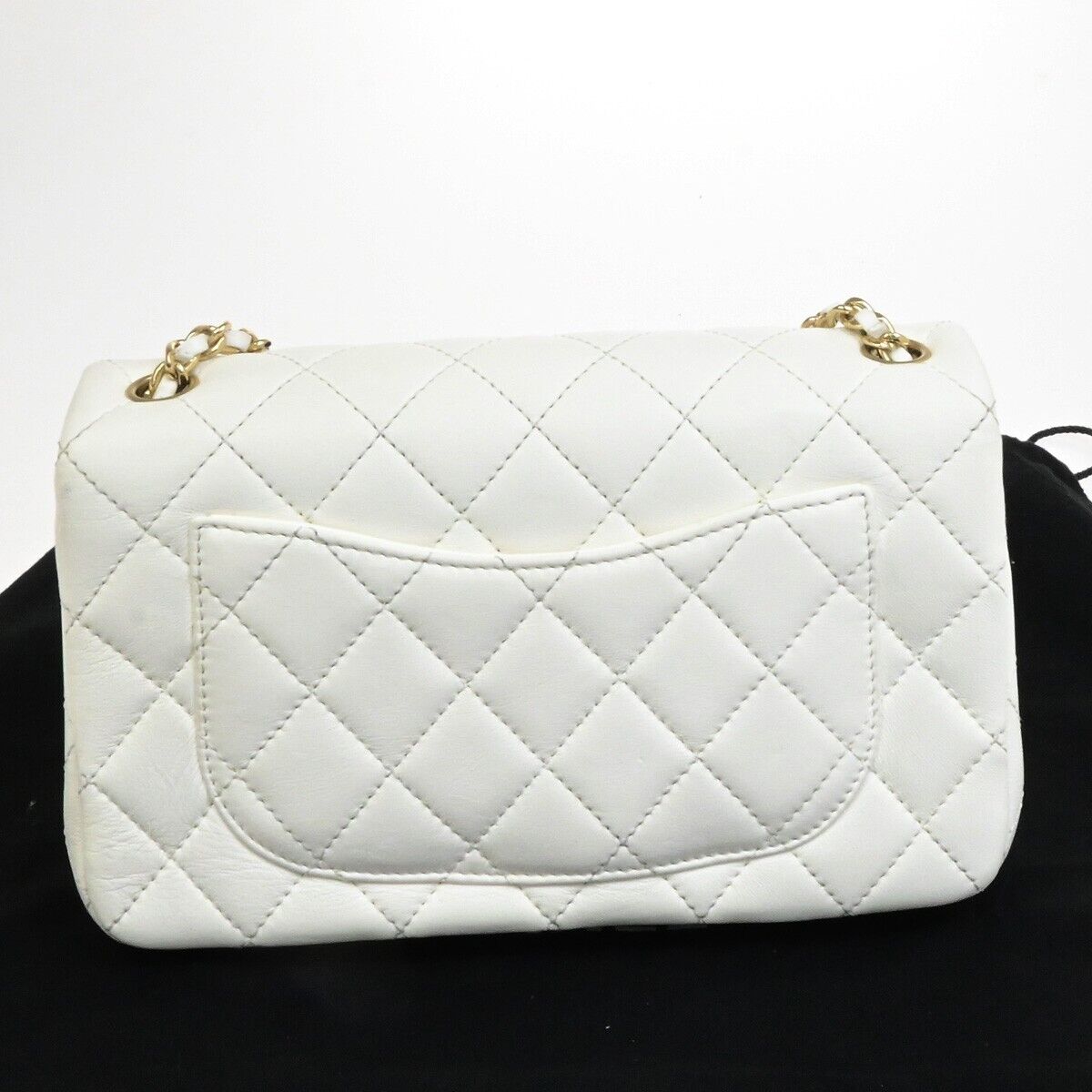 CHANEL CC Logo MatelasseFlap Chain Shoulder Bag Leather White GHW 892RF212