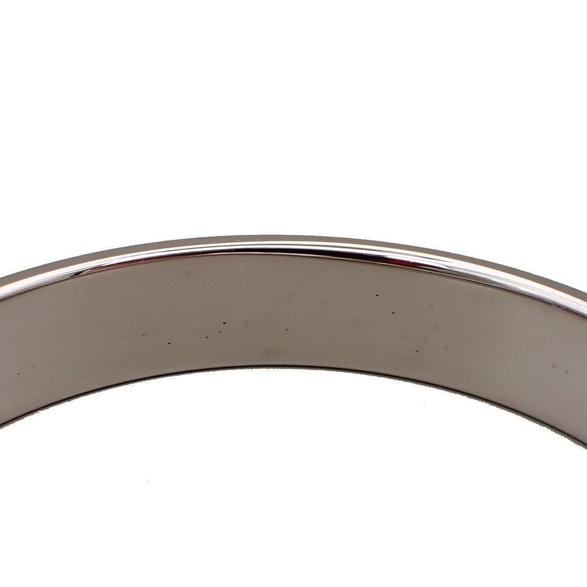 HERMES Logo Bangle Bracelet #S Exotic Leather Blue Silver 32KA475