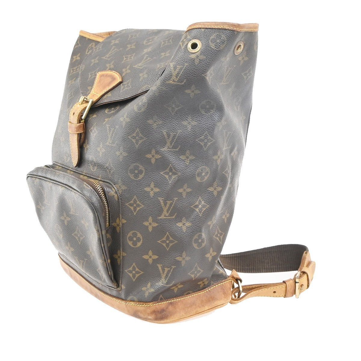 LOUIS VUITTON Montsouris GM Backpack Bag Monogram Leather Brown M51135 65ZA372