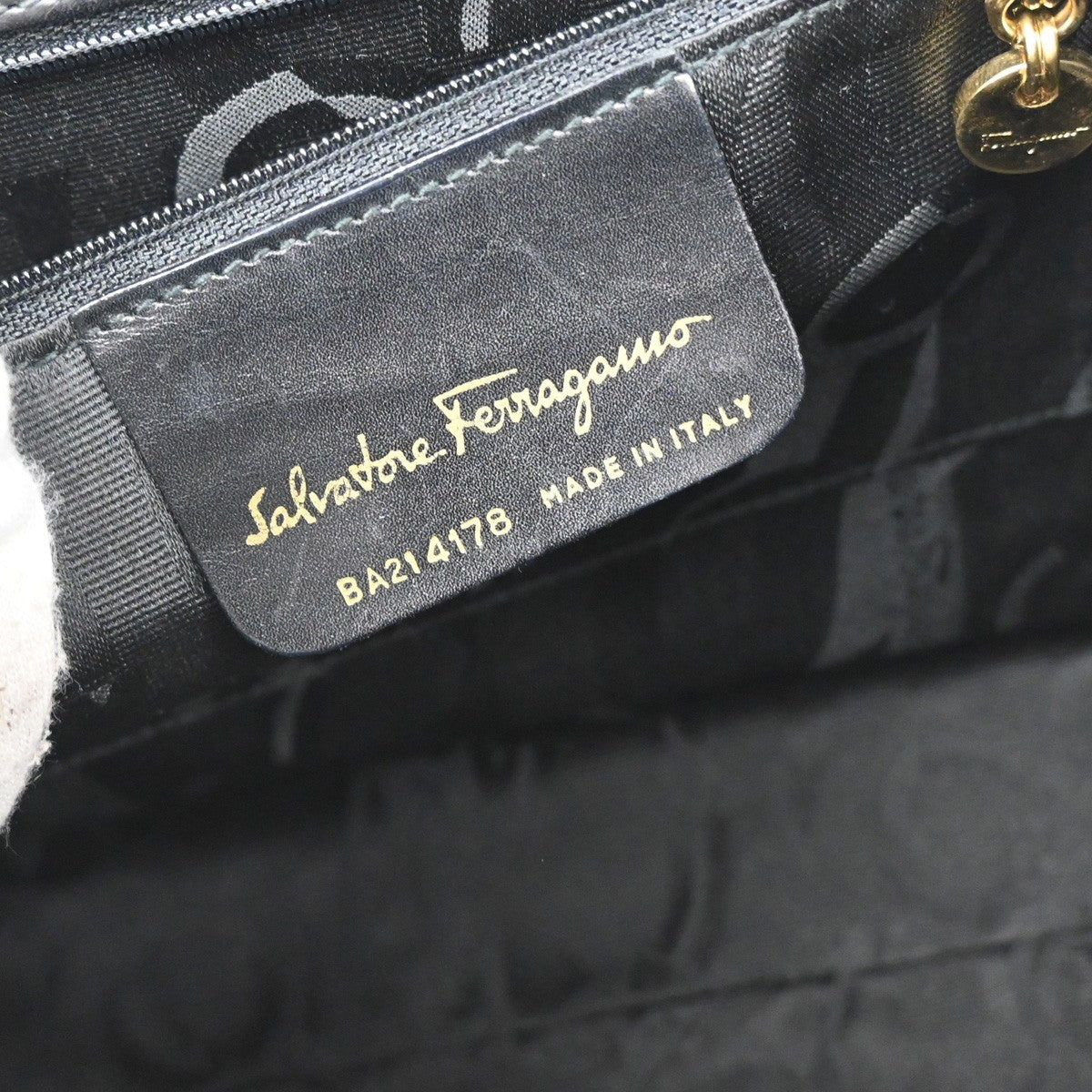 SALVATORE FERRAGAMO Logo Vara Hand Bag Leather Canvas Black GHW Italy 62KB114