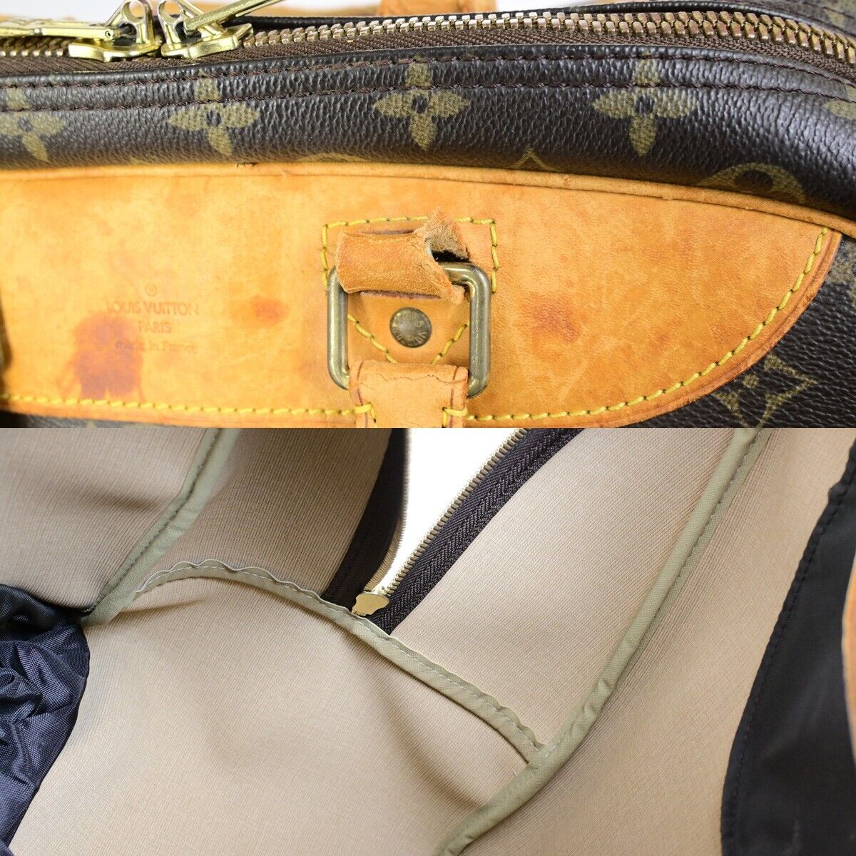 LOUIS VUITTON LV Logo Evasion Hand Bag Monogram Leather Brown M41443 67FB309