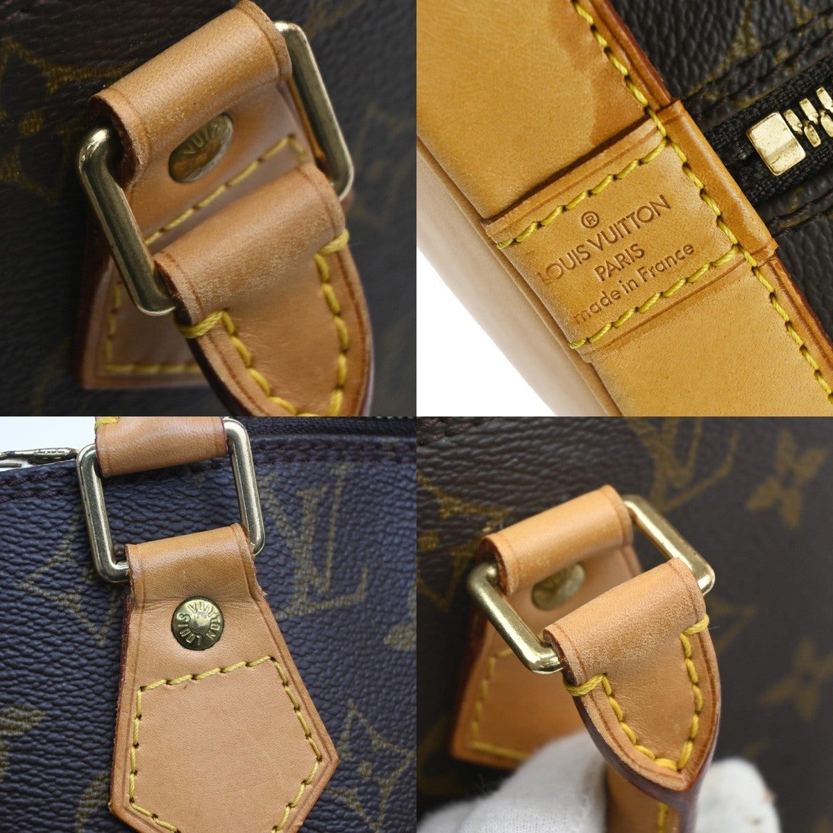 LOUIS VUITTON LV Logo Alma Hand Bag Monogram Leather Brown France M51130 17MA583