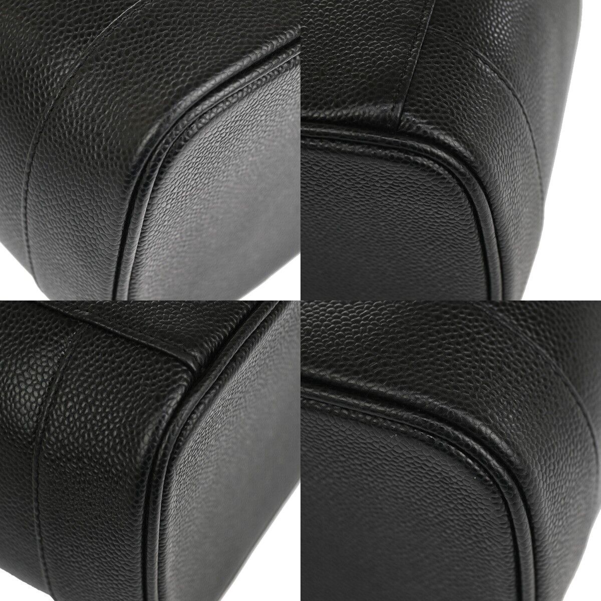 CHANEL CC Logo Vanity Cosmetic Hand Bag Caviar Skin Leather Black GHW 660RJ644